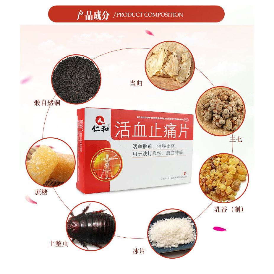 仁和活血止痛片08g18片盒